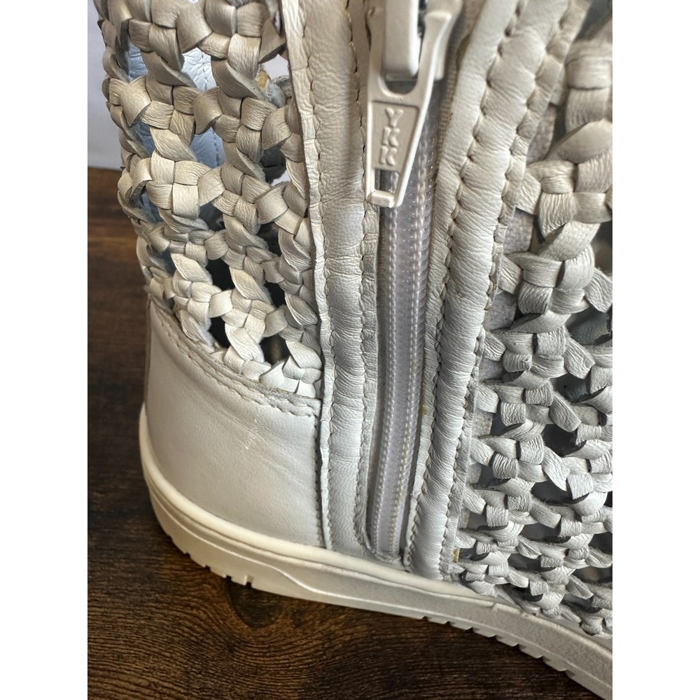 Free People Hayes High Top Sneakers White Woven Leather Lace Up Side Zip Size 8 - Picture 8 of 16